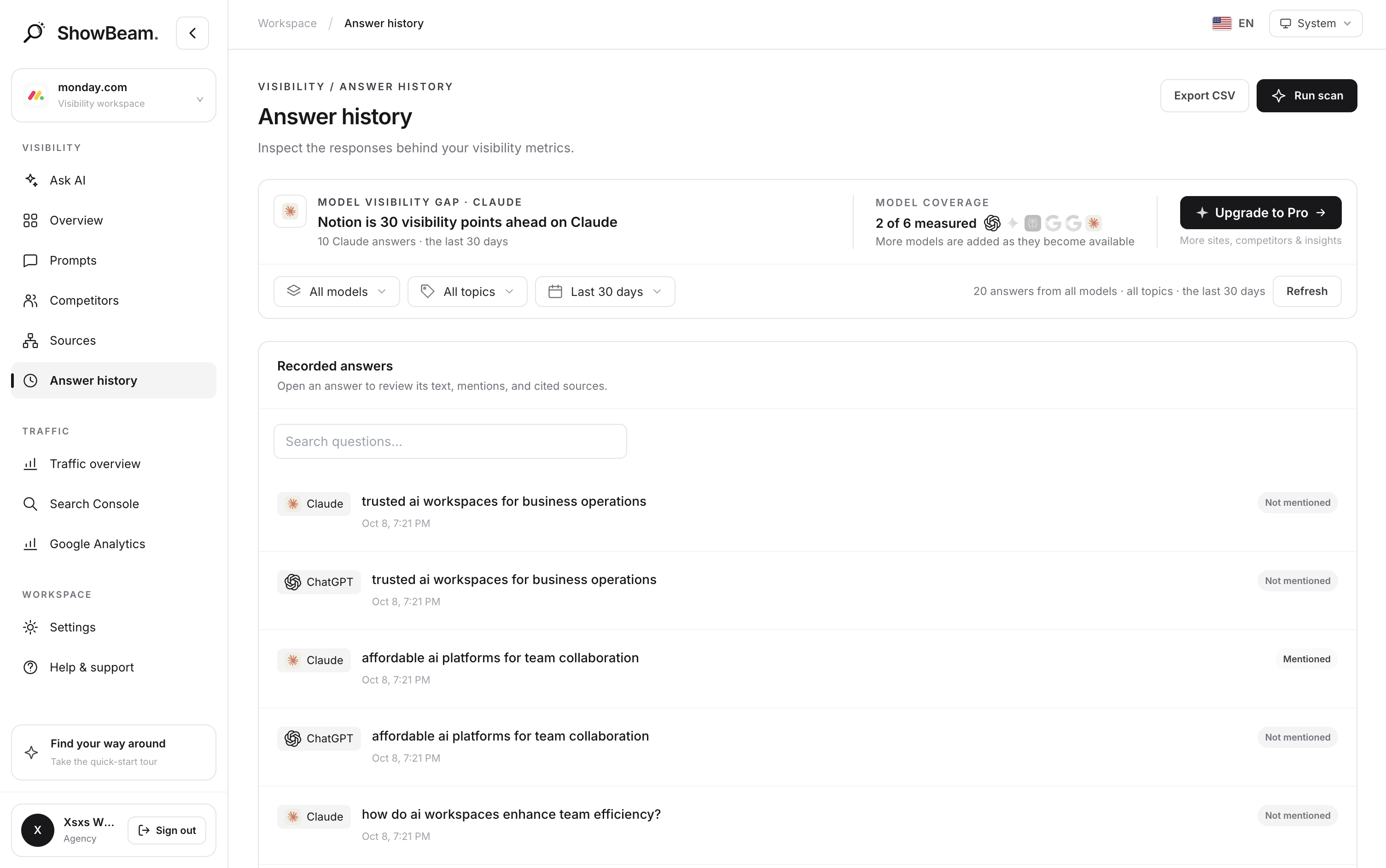 Every AI answer, saved in full